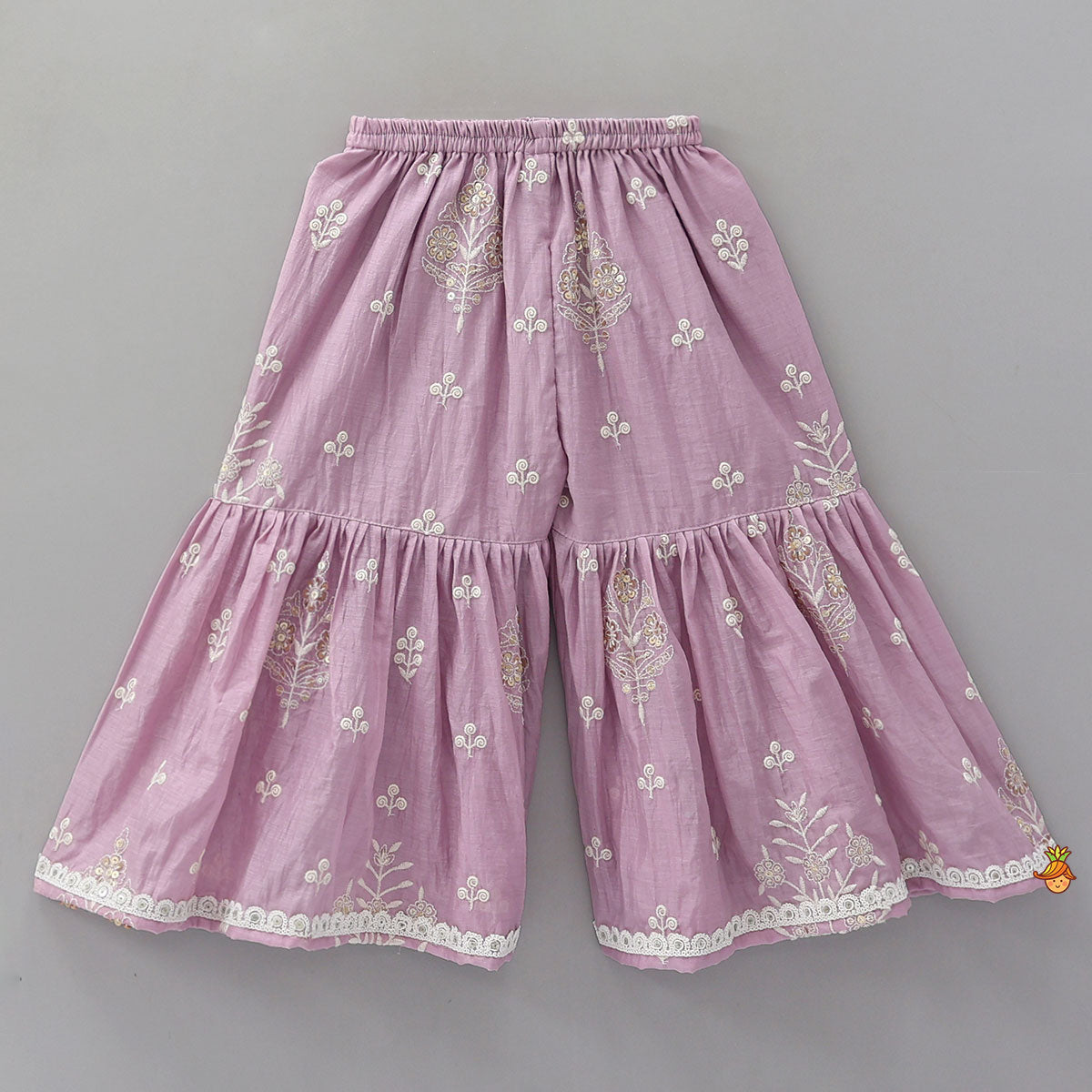 Pre Order: Booti Embroidered Kurti And Sharara With Matching Dupatta