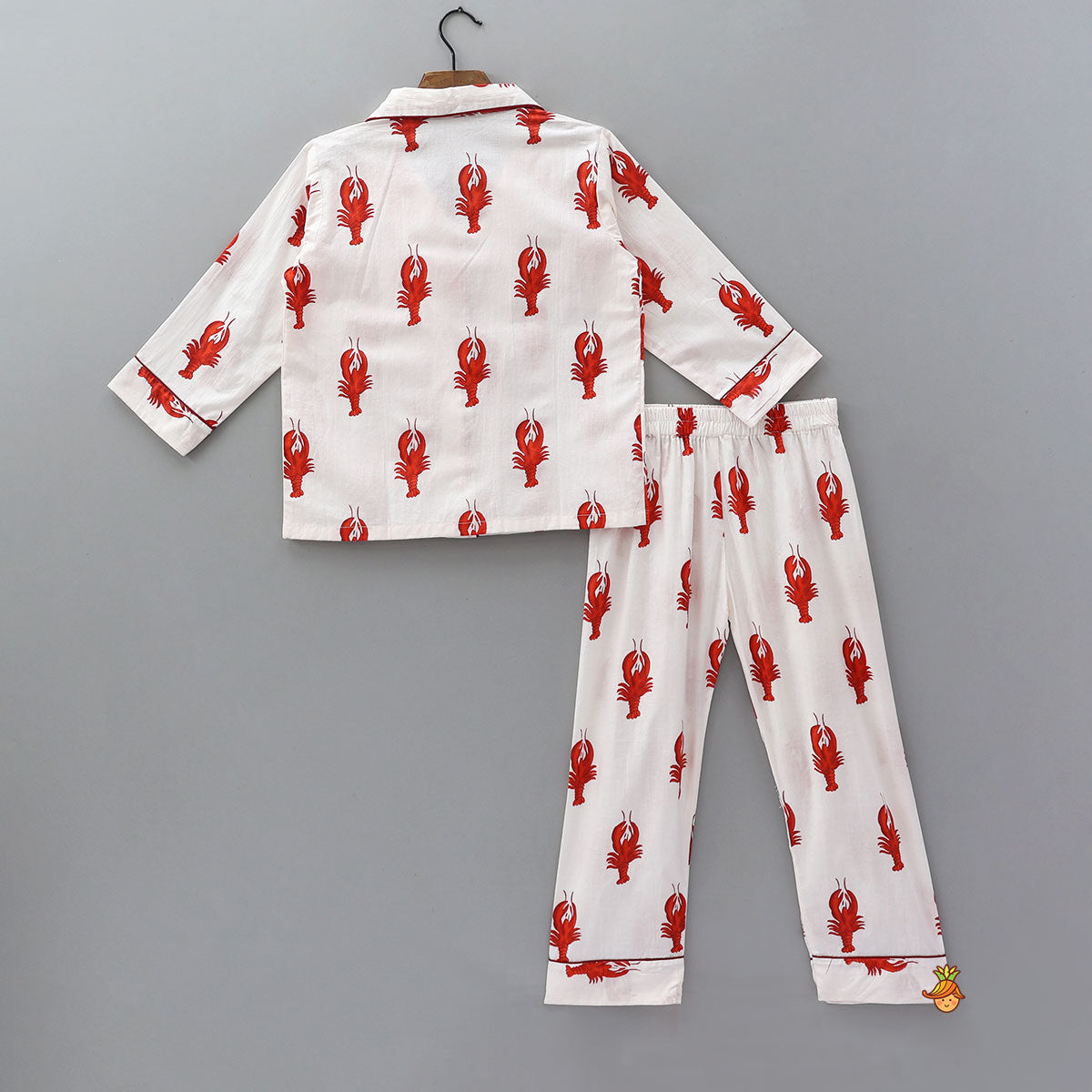Patch Pocket Detail Printed Sleepwear Set