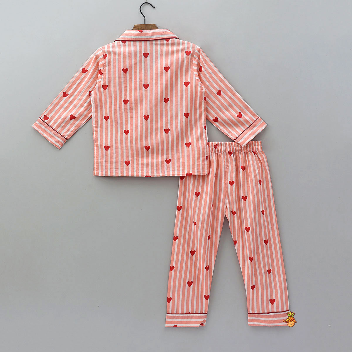 Stripes And Heart Printed Sleepwear