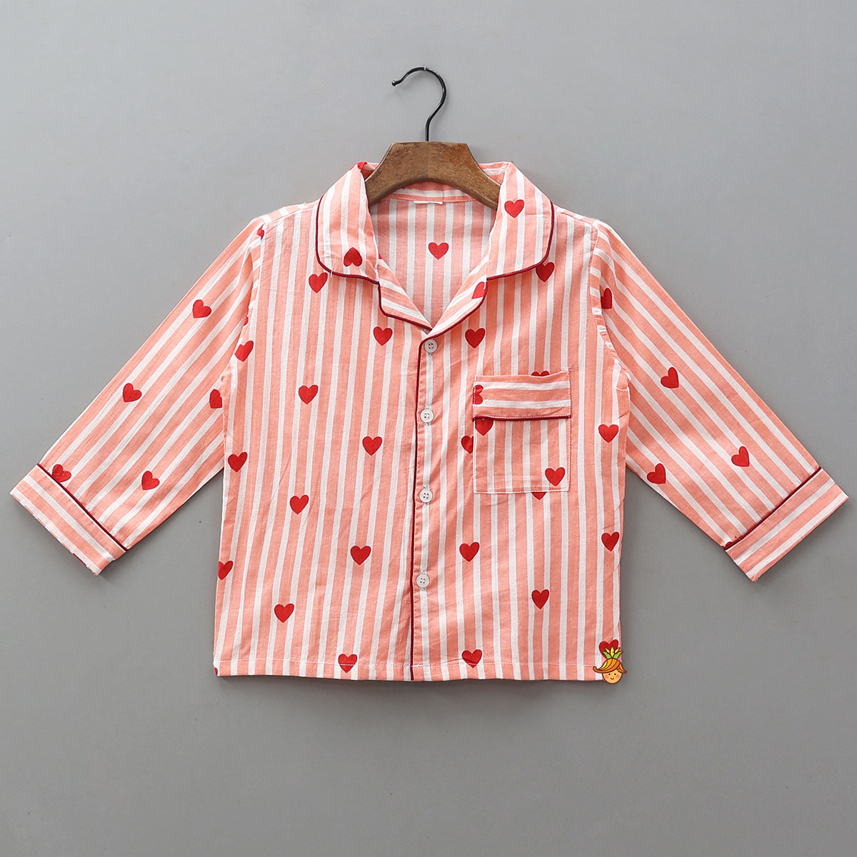 Stripes And Heart Printed Sleepwear