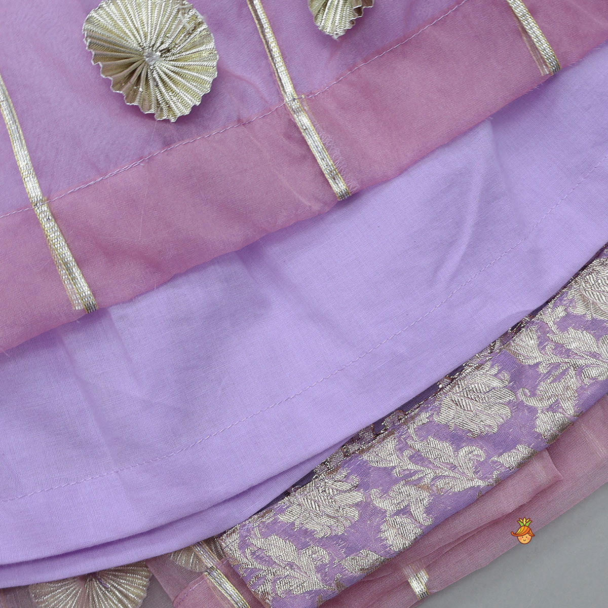 Elegant One Shoulder Crop Top With Lehenga And Gota Lace Detail Dupatta