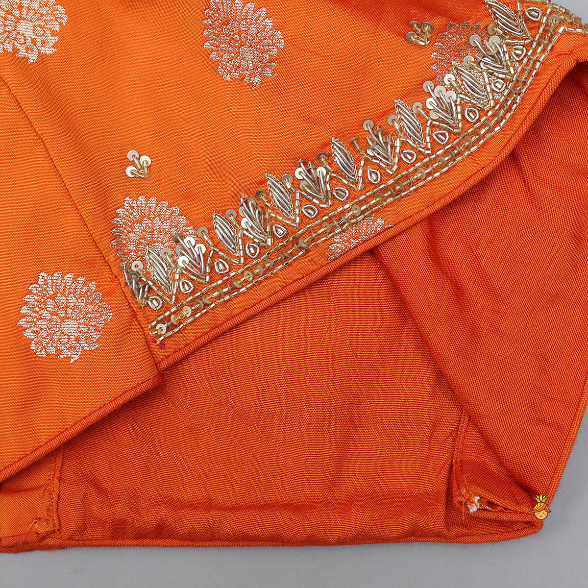 Pre Order: Embroidered Elegant Top And Brocade Lehenga With Matching Net Dupatta And Brocade Potli Bag