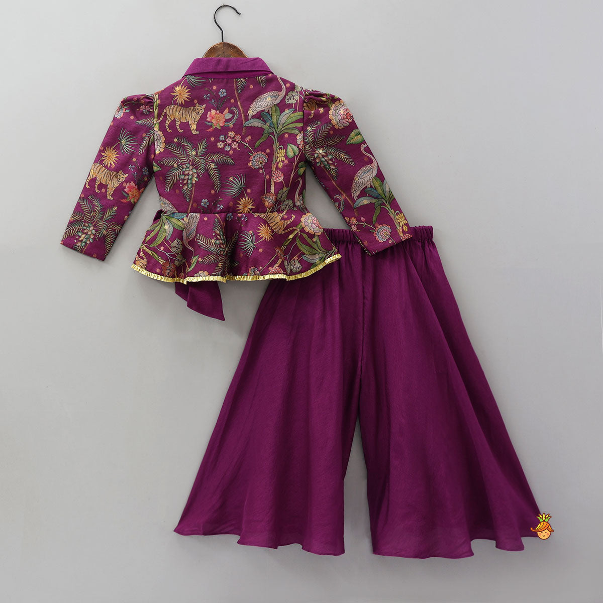 Pre Order: Jacket Style Peplum Top And Flared Palazzo