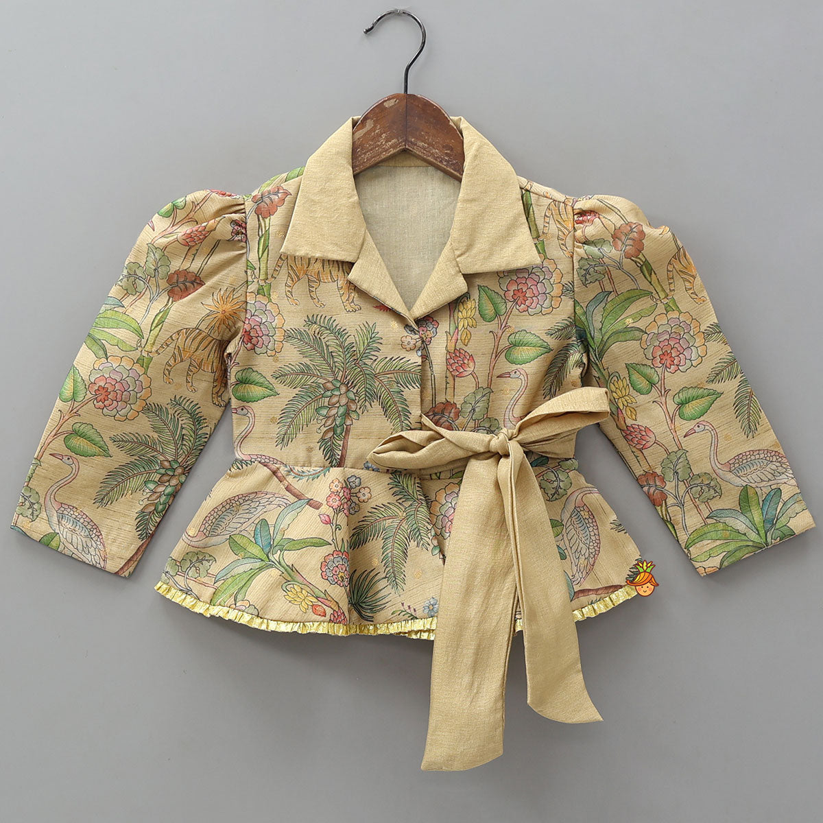 Pre Order: Jacket Style Elegant Peplum Top And Flared Palazzo