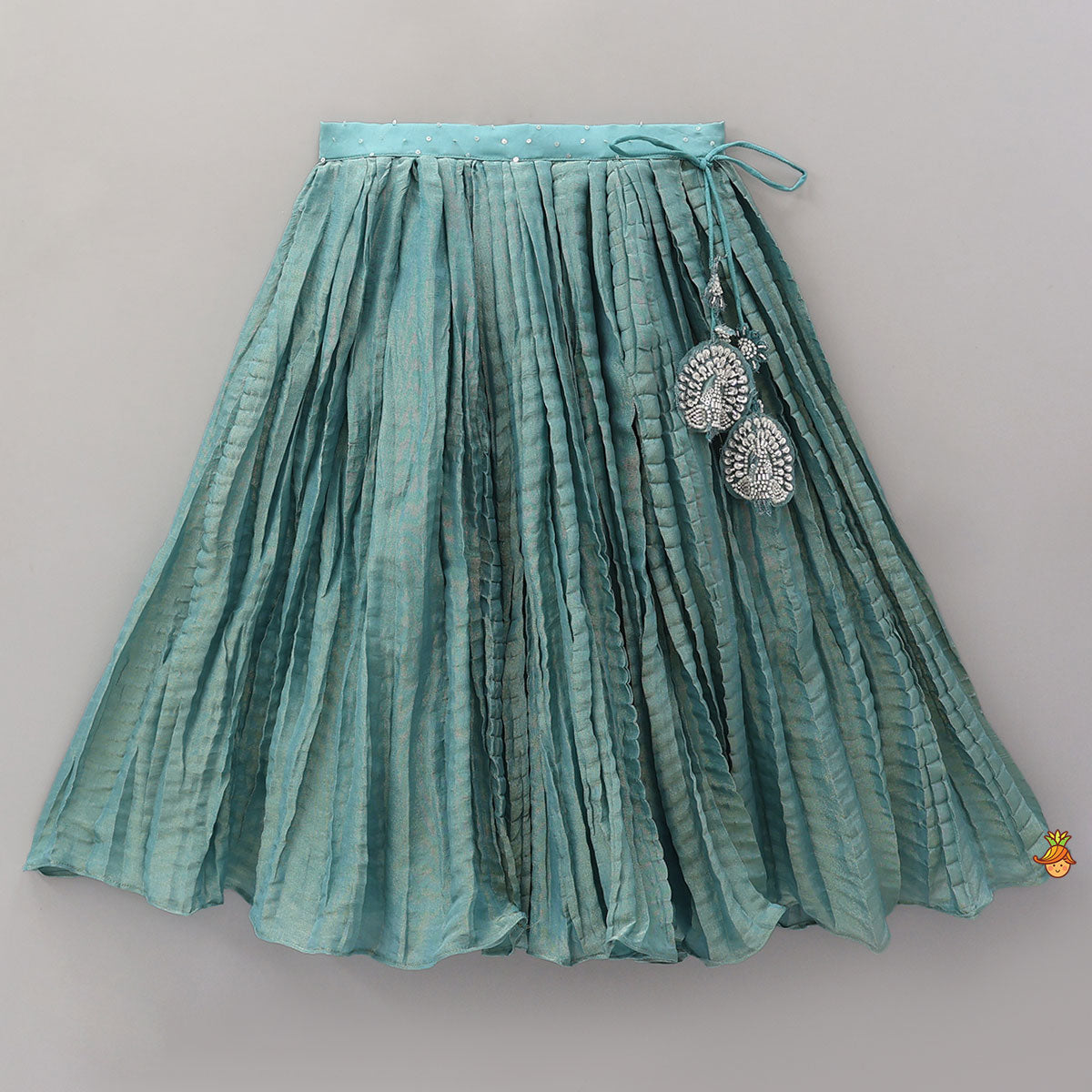 Heavy Embroidered High-Low Shimmery Top And Lehenga
