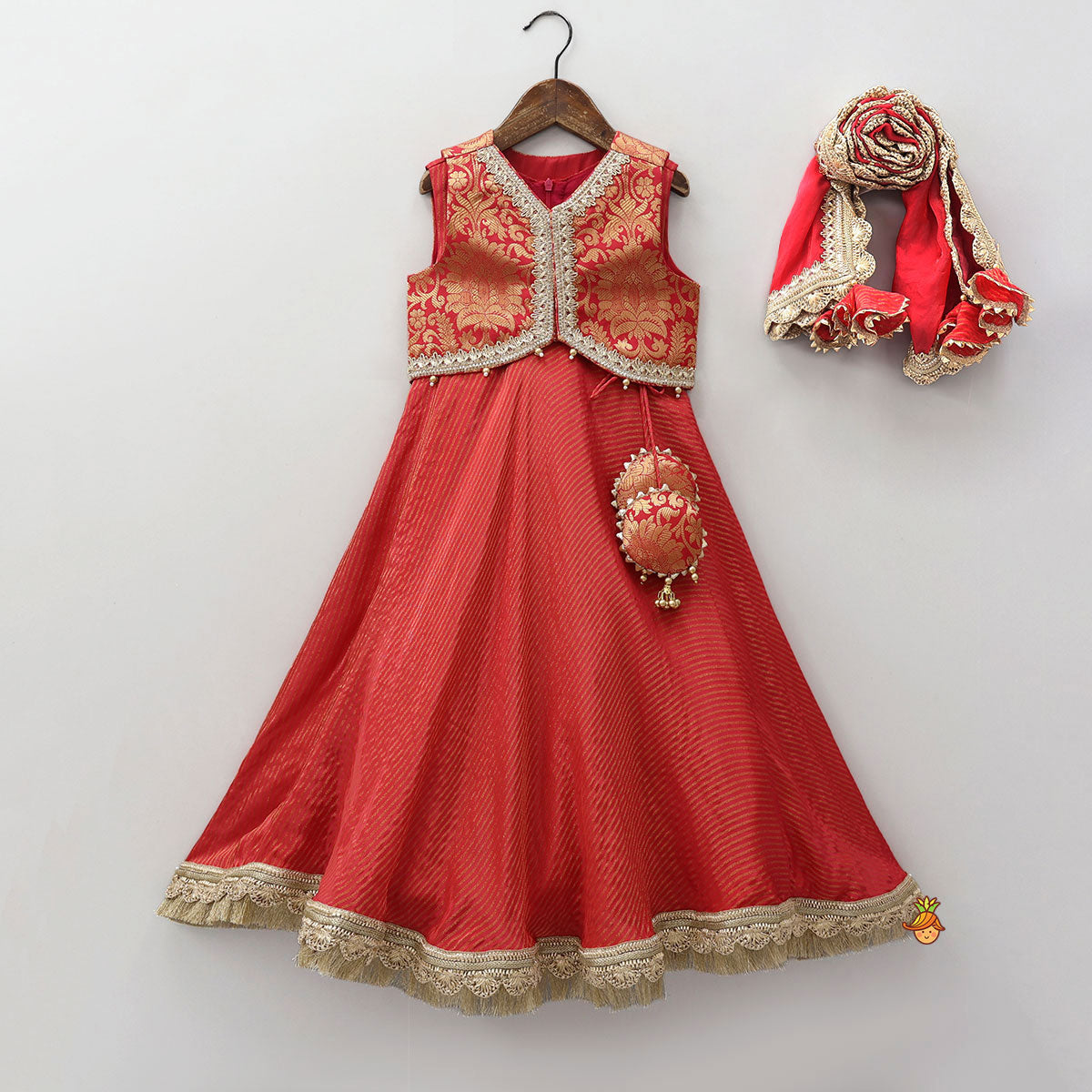 Pre Order: Anarkali With Brocade Jacket And Matching Dupatta
