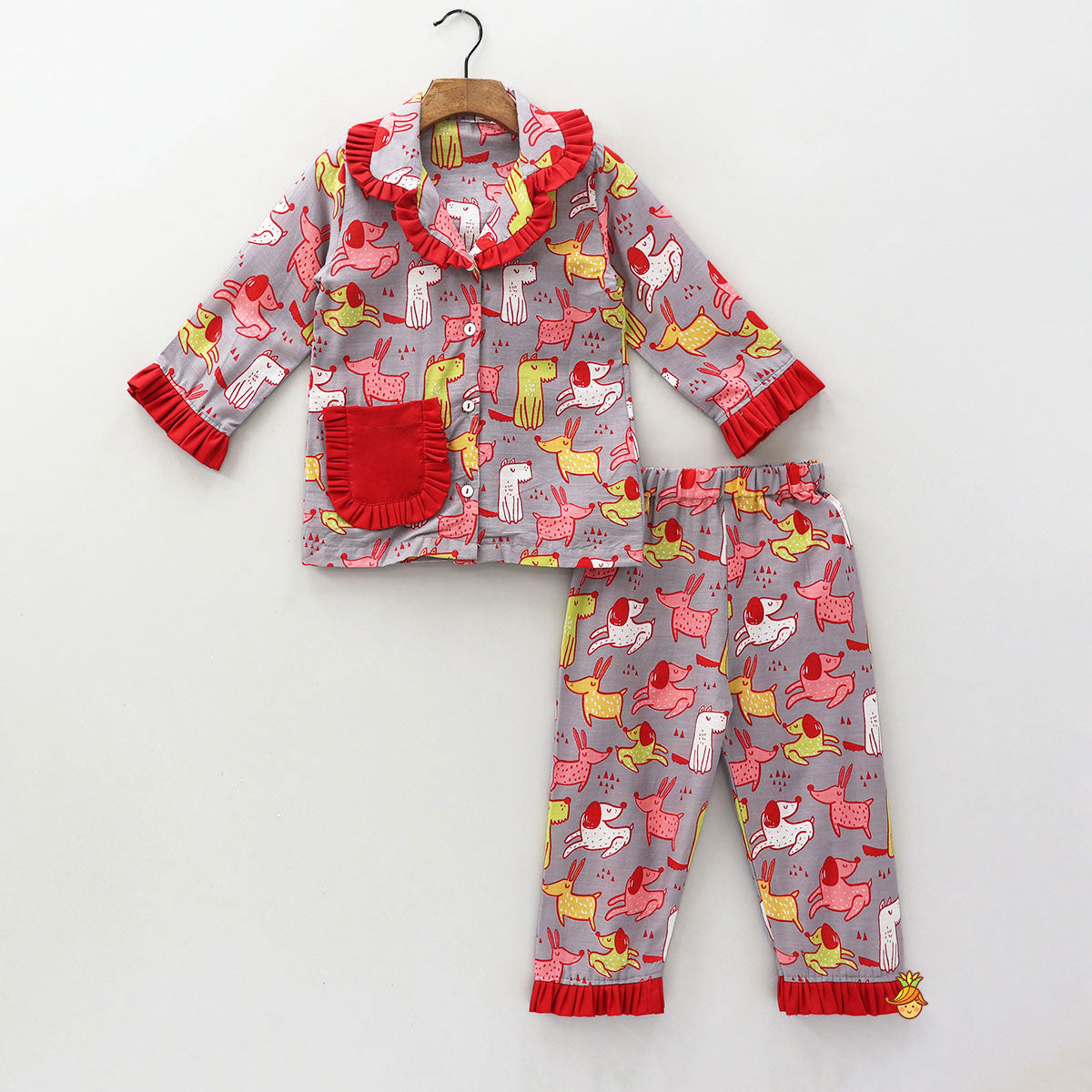 Pre Order: Frill-Detailed Cotton Sleepwear