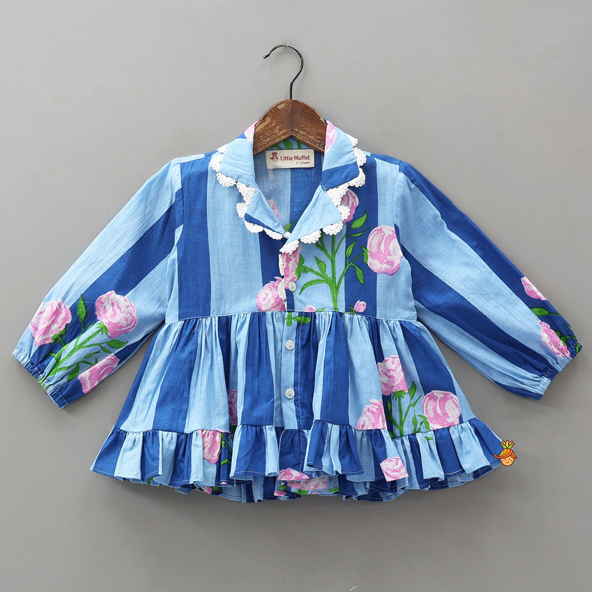 Pre Order: Striped Frilly Top And Pyjama