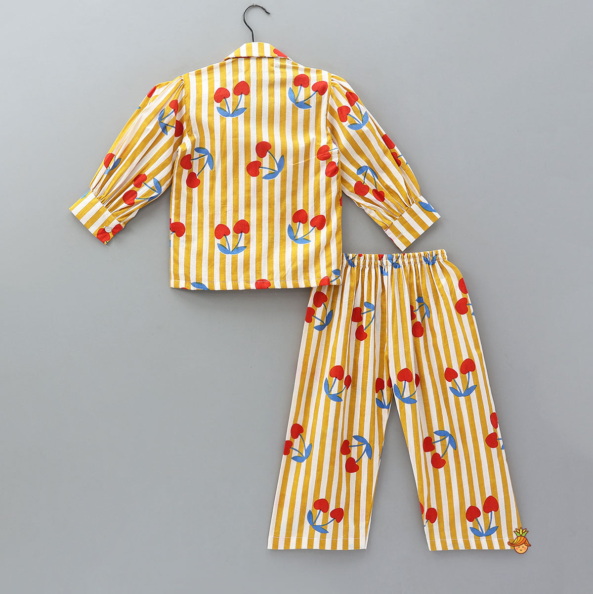 Pre Order: Vertical Striped Frilly Top And Pyjama