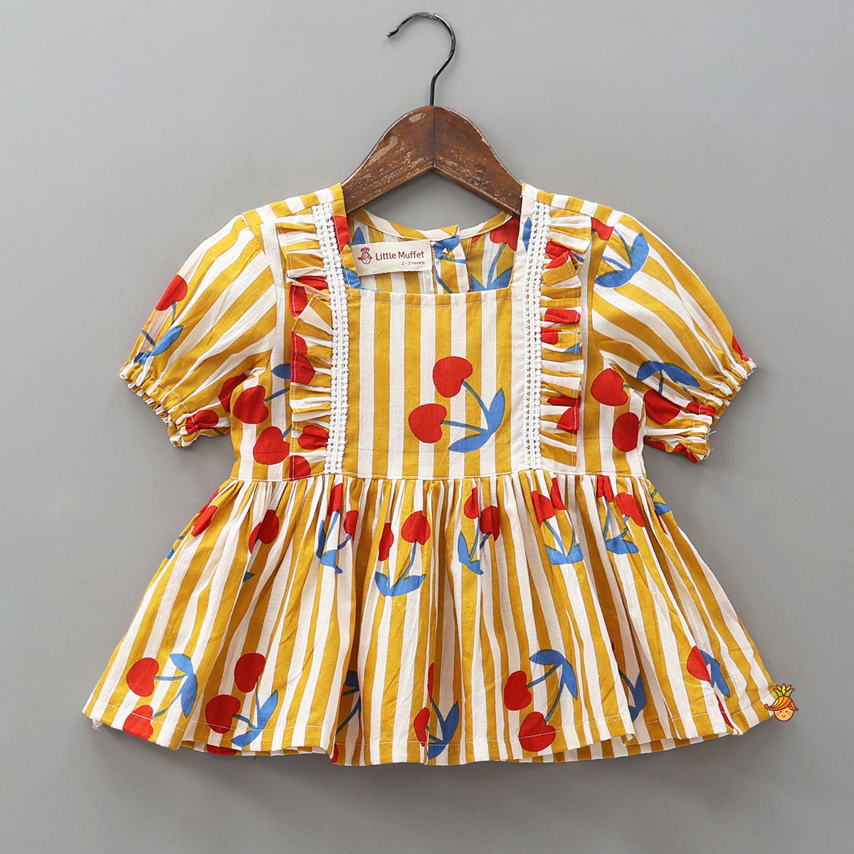 Pre Order: Vertical Striped Frilly Top And Shorts