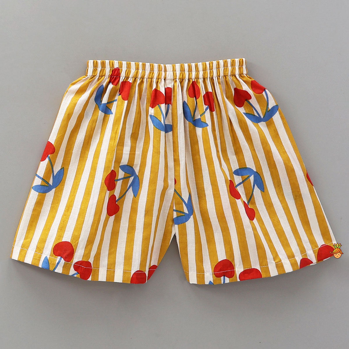 Pre Order: Vertical Striped Frilly Top And Shorts