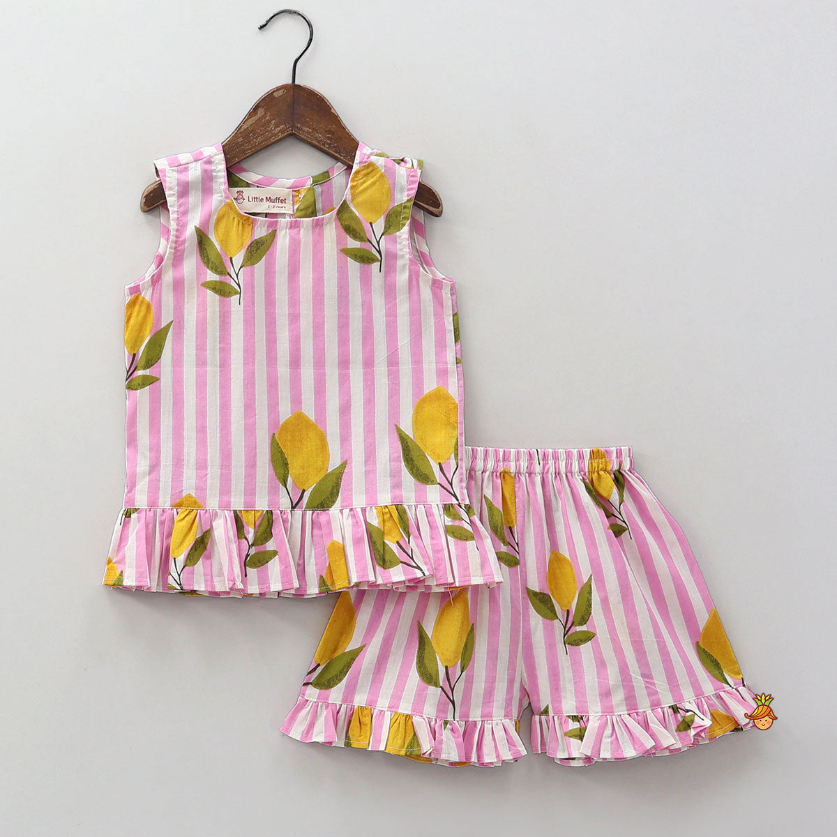 Pre Order: Striped Frilly Top And Shorts