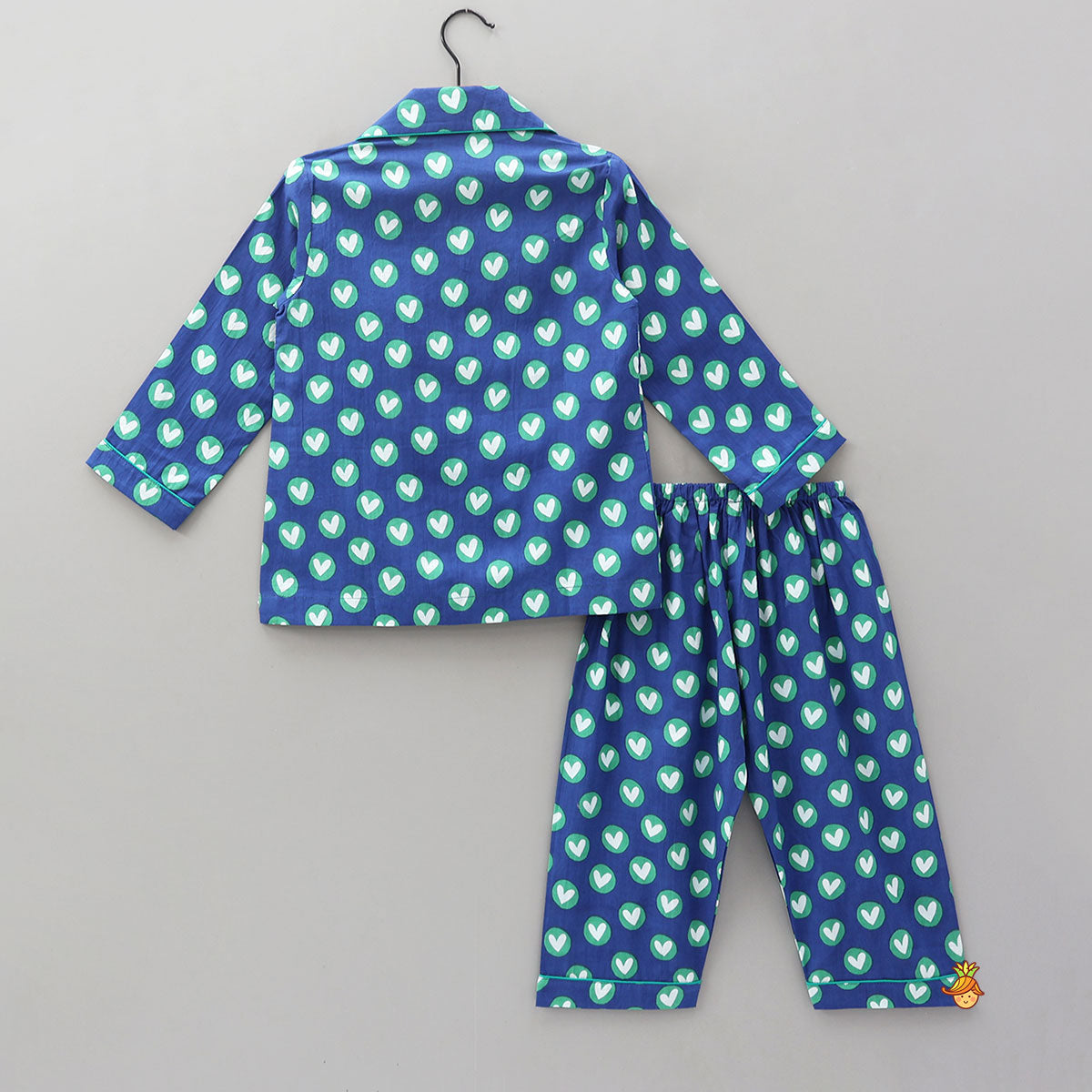Pre Order: Notch Collar Heart-Printed Sleepwear