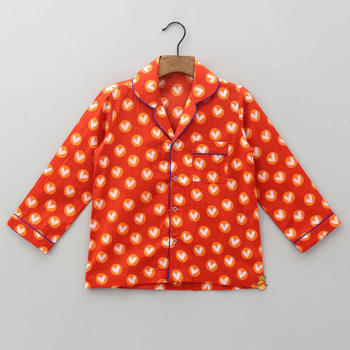 Pre Order: Patch Pocket Detail Heart-Printed Sleepwear