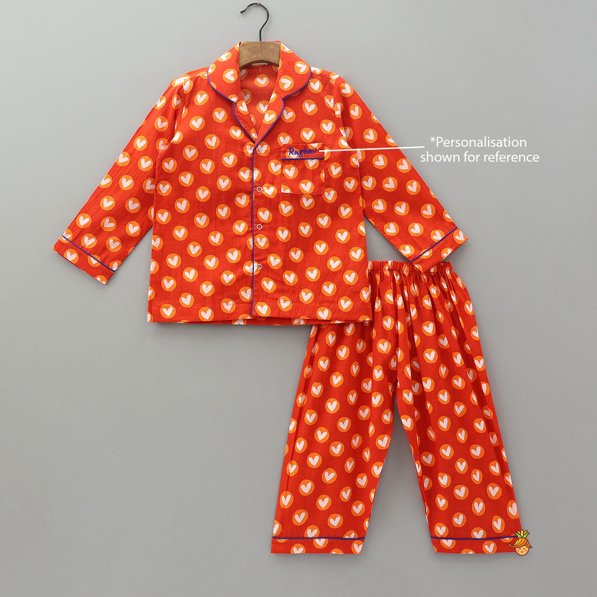 Pre Order: Patch Pocket Detail Heart-Printed Sleepwear