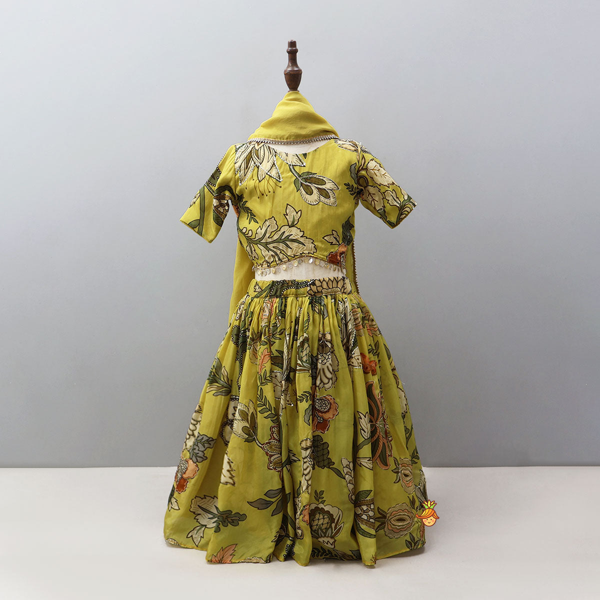 Pre Order: Elegant Open-Back Top And Matching Lehenga With Dupatta