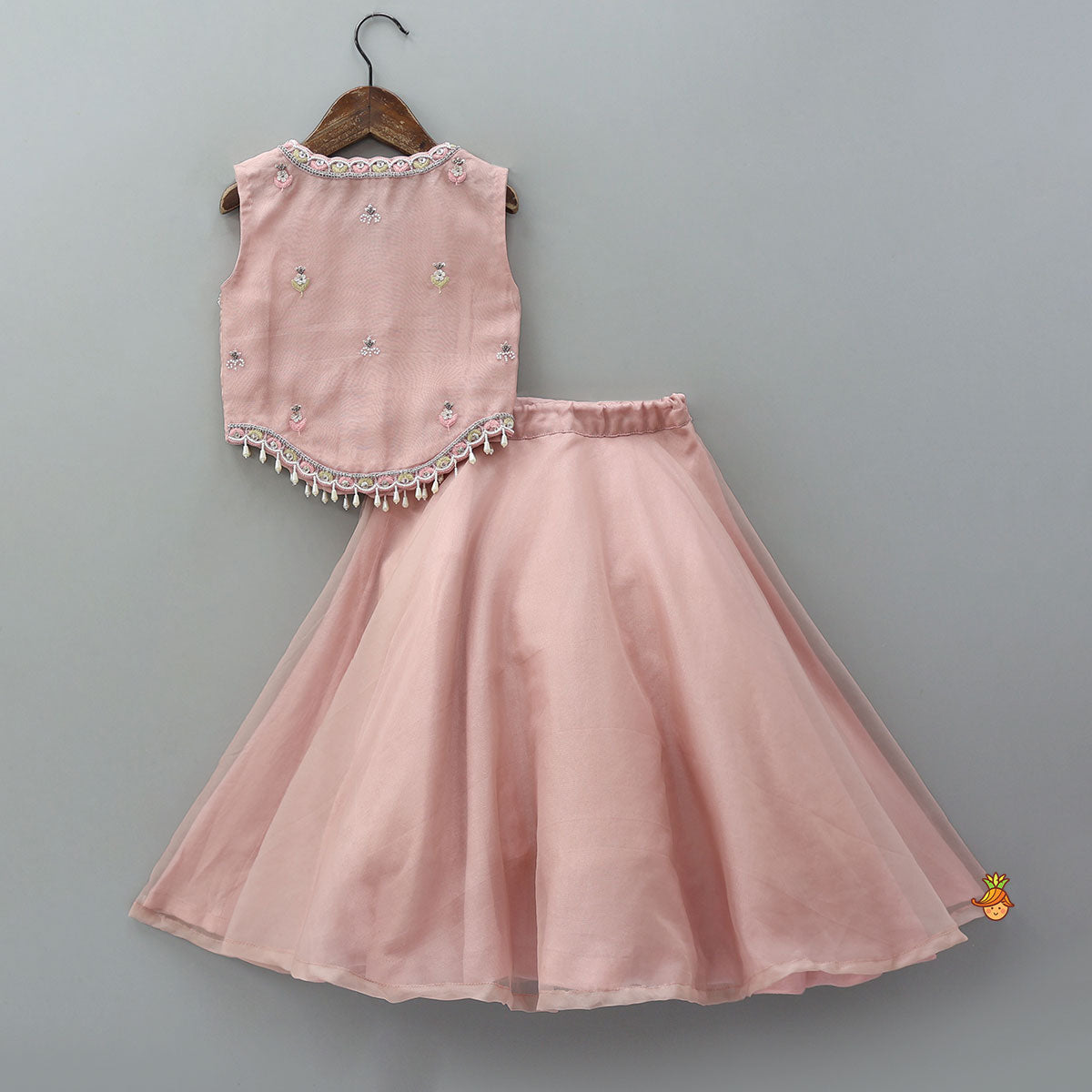 Pre Order: Heavy Embroidered Top And Lehenga With Organza Dupatta