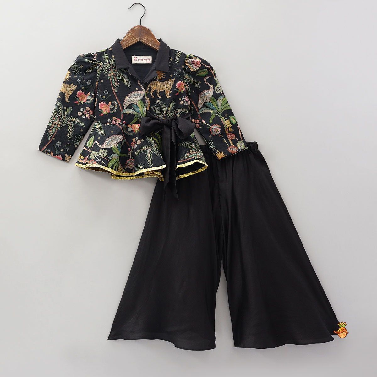 Jacket Style Stunning Peplum Top And Flared Palazzo