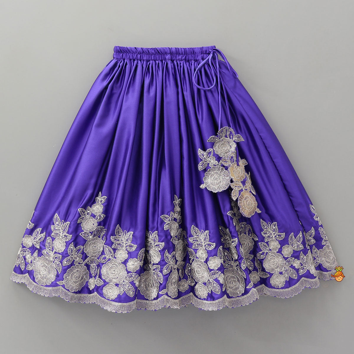 Halter Neck Floral Embroidered Crop Top With Embroidered Lehenga