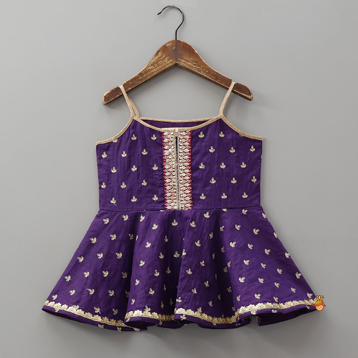 Strappy Ethnic Peplum Kurti With Flared Palazzo