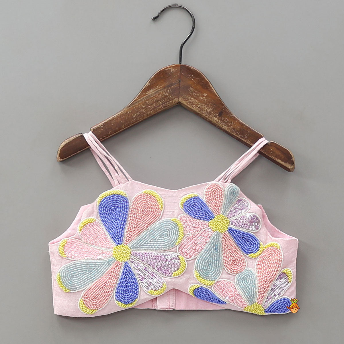 Pre Order: Embroidered Cape-Style Crop Top And Flared Palazzo