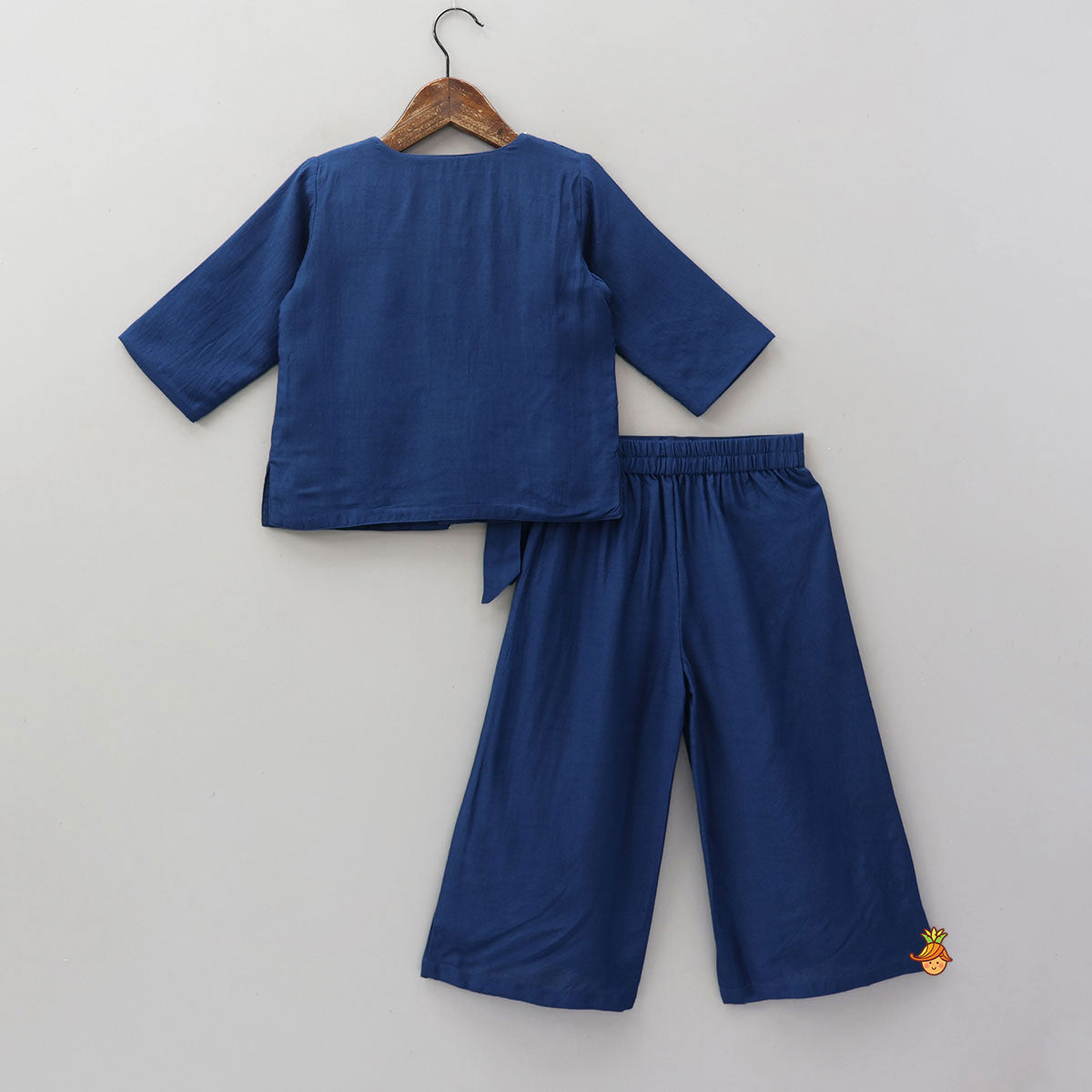 Pre Order: Front Open Tie-Up Embroidered Top And Palazzo Pant