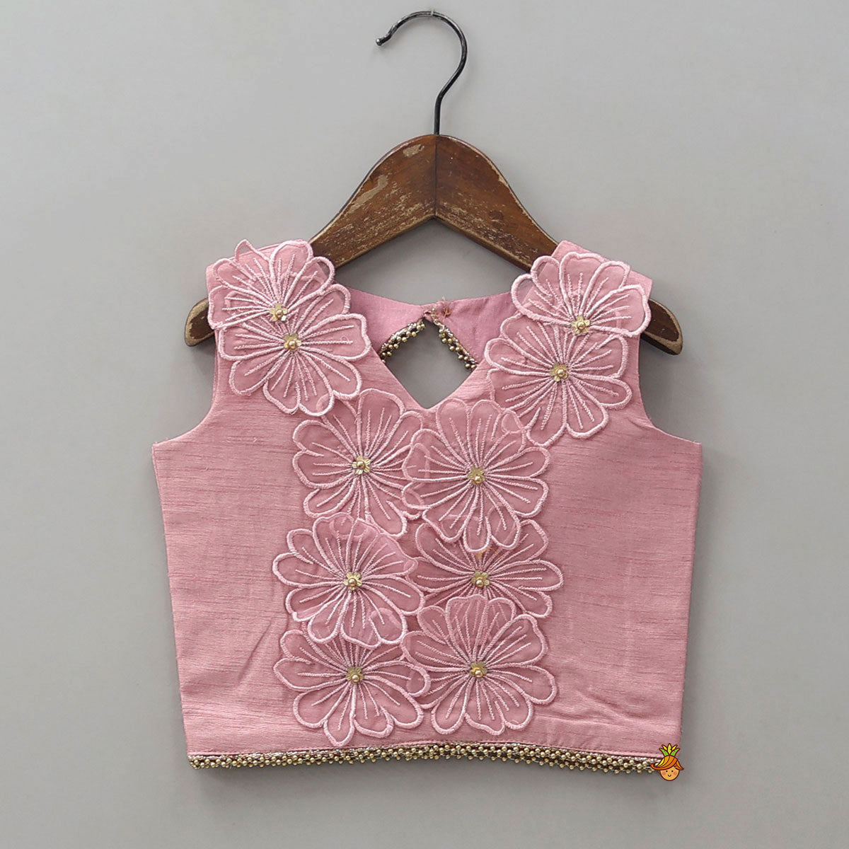 Pre Order: Floral Applique Work Elegant Top And Lehenga