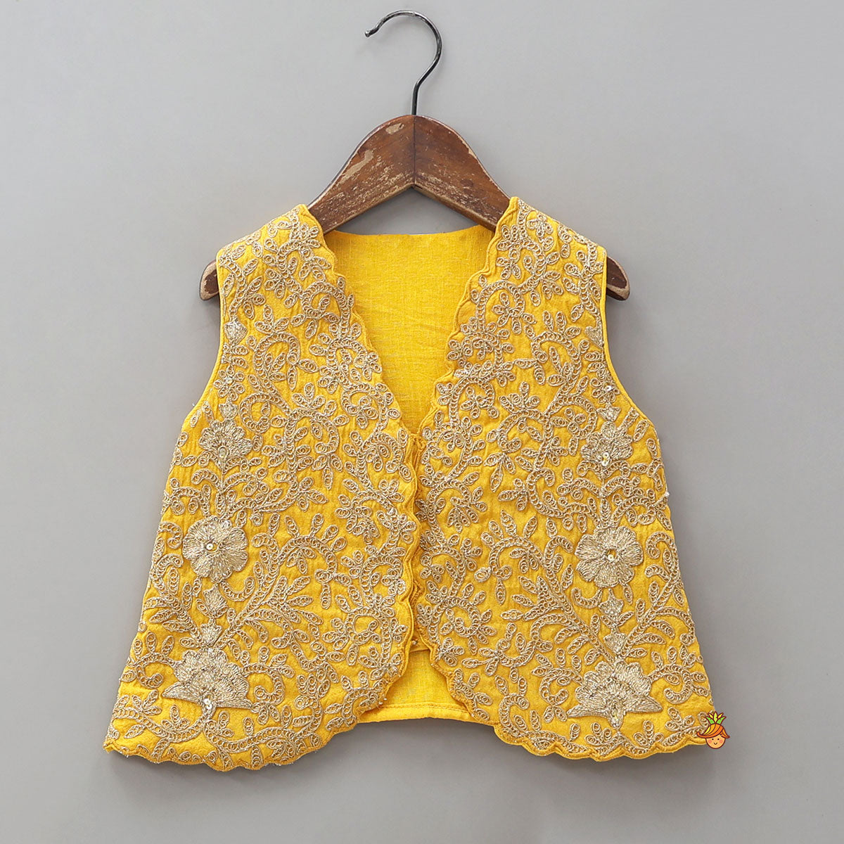 Pre Order: Front-Open Scalloped Design Shimmery Top And Palazzo