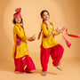 Shimmery Festive Kurta With Lungi, Turban And Accessories Set twinning model image 1