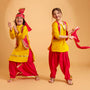 Shimmery Festive Kurta With Lungi, Turban And Accessories Set twinning model image 3