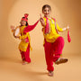 Shimmery Festive Kurti With Salwar And Dupatta With Hand Accessory twinning model image 4