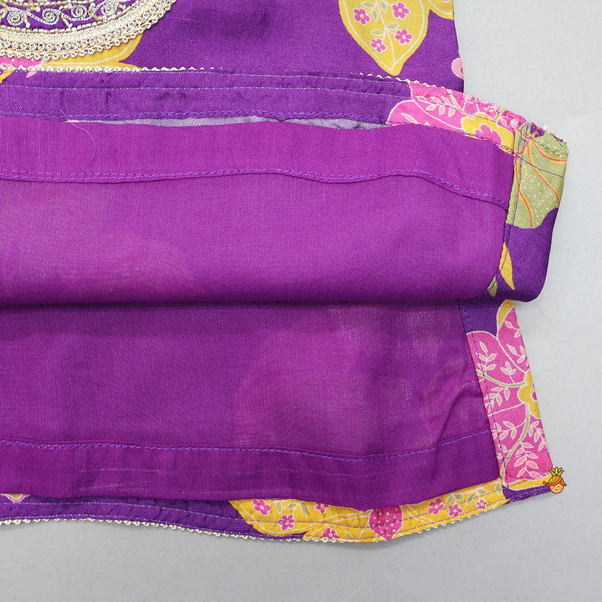 Pre Order: Yoke Embroidered Sleeveless Kurti And Striped Palazzo With Net Dupatta