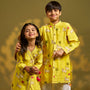 Front-Open Printed Ethnic Kurta With Pyjama twinning model image 4