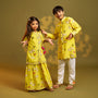 Tie-Knot Detail Angarkha-Style Ethnic Kurti And Palazzo twinning model image 2