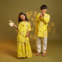 Tie-Knot Detail Angarkha-Style Ethnic Kurti And Palazzo twinning model image 3