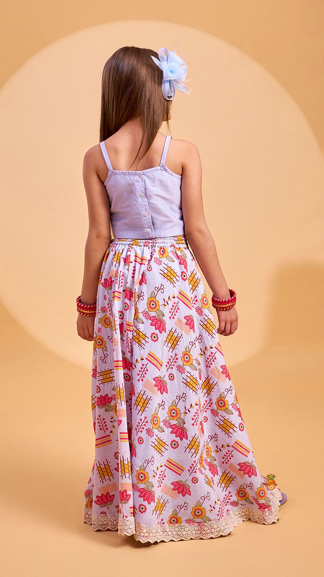 Pre Order: Embroidered Strappy Crop Top And Matching Lehenga