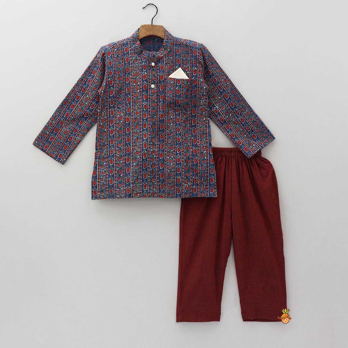 Hand Block Printed Ethnic Kurta And Pyjama