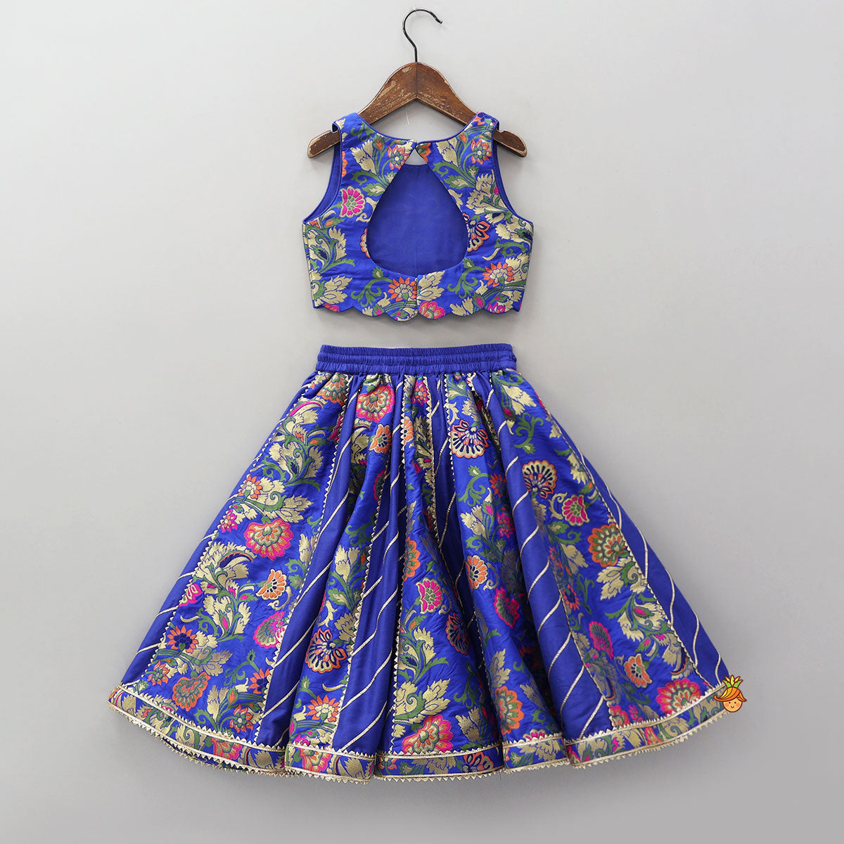 Pre Order: Gorgeous Brocade Crop Top And Lehenga With Matching Dupatta