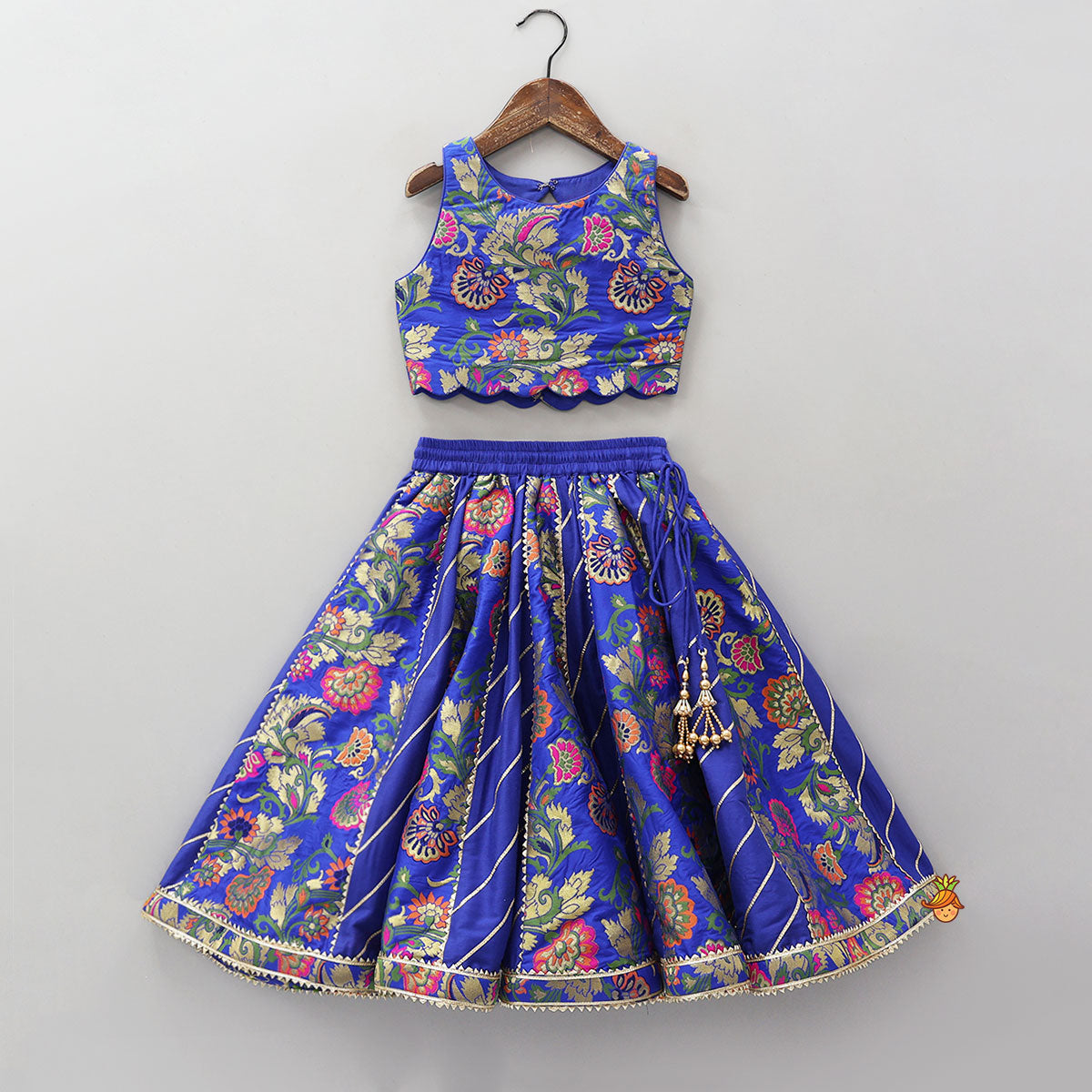 Pre Order: Gorgeous Brocade Crop Top And Lehenga With Matching Dupatta