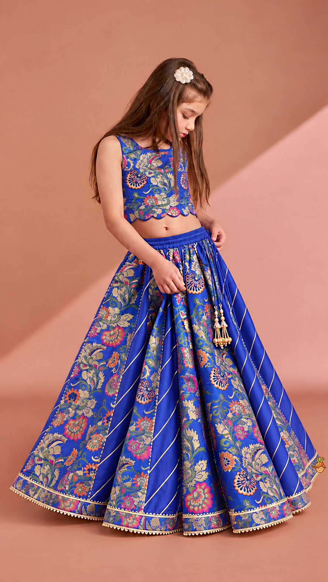 Pre Order: Gorgeous Brocade Crop Top And Lehenga With Matching Dupatta