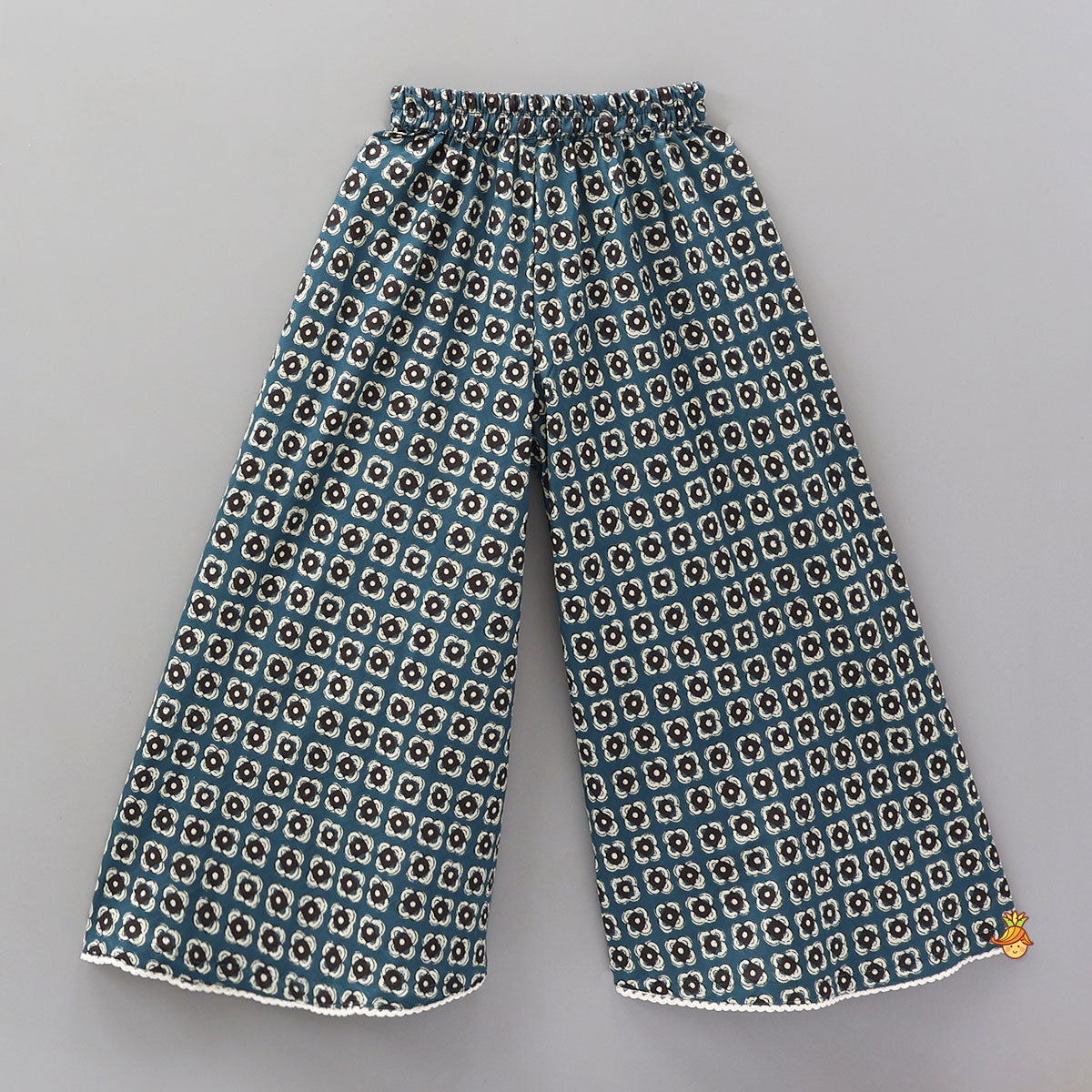 Sleeveless Printed Cotton Kurti And Flared Palazzo With Contrasting Dupatta