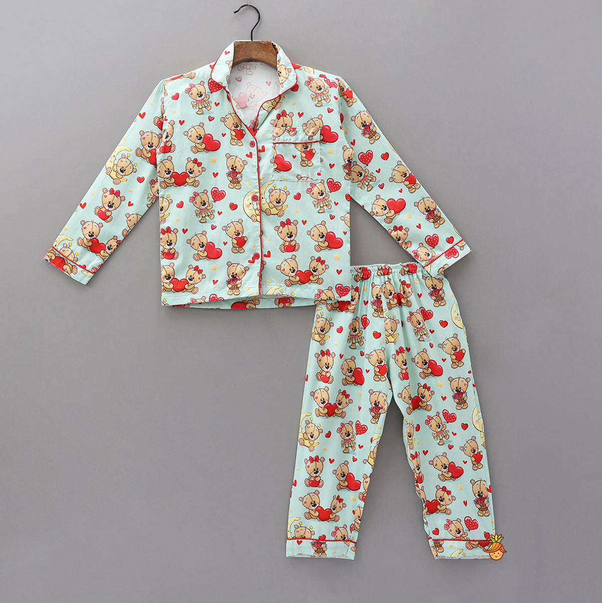 Pre Order: Sweet And Lovely Teddy Printed Sleepwear Set
