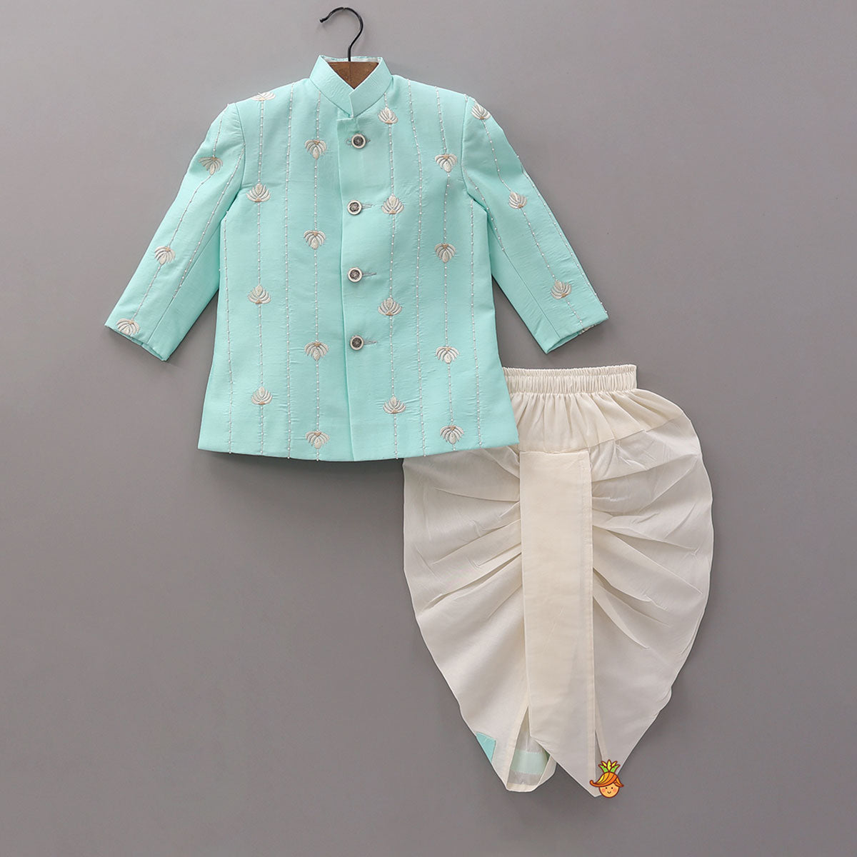 Thread Embroidered Sherwani And Dhoti