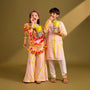 Exquisite Embroidered Collar Kurta And Pyjama twinning model image 1