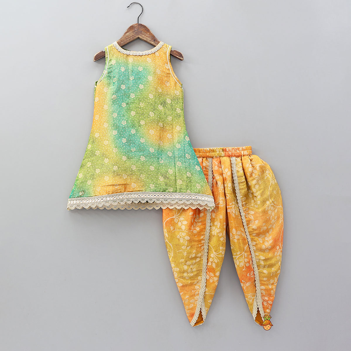 Foil Printed Ombre Kurti with Dhoti