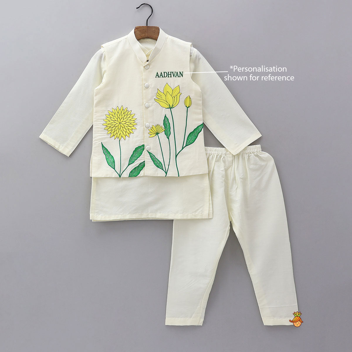 Pre Order: Ethnic Kurta With Beautifully Embroidered Jacket And Pyjama