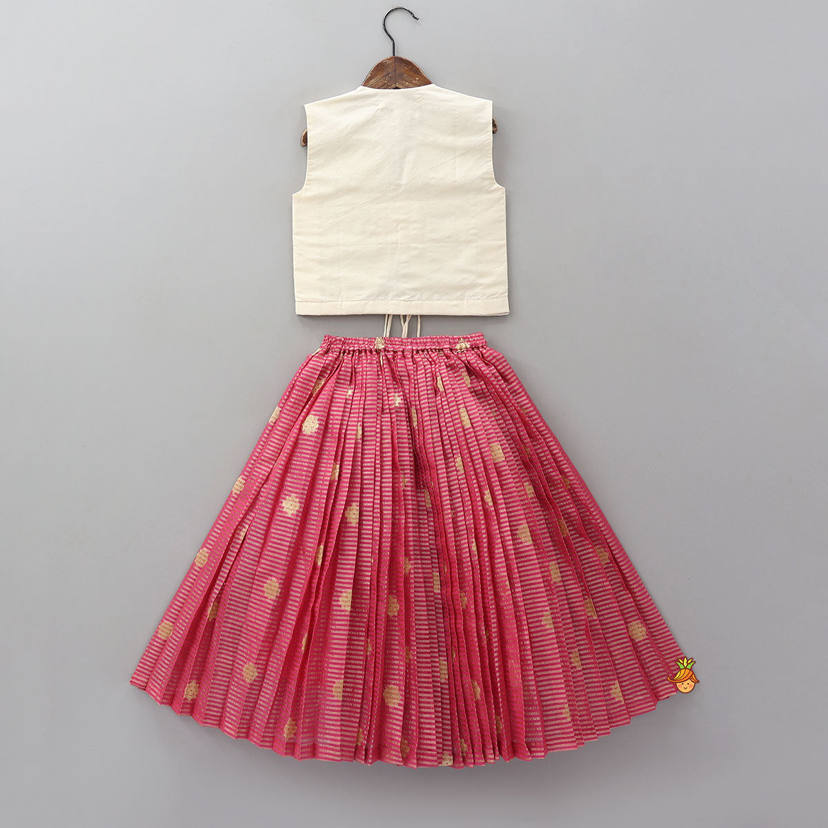 Pre Order: Front Tie-Knot Crop Top And Contrasting Lehenga