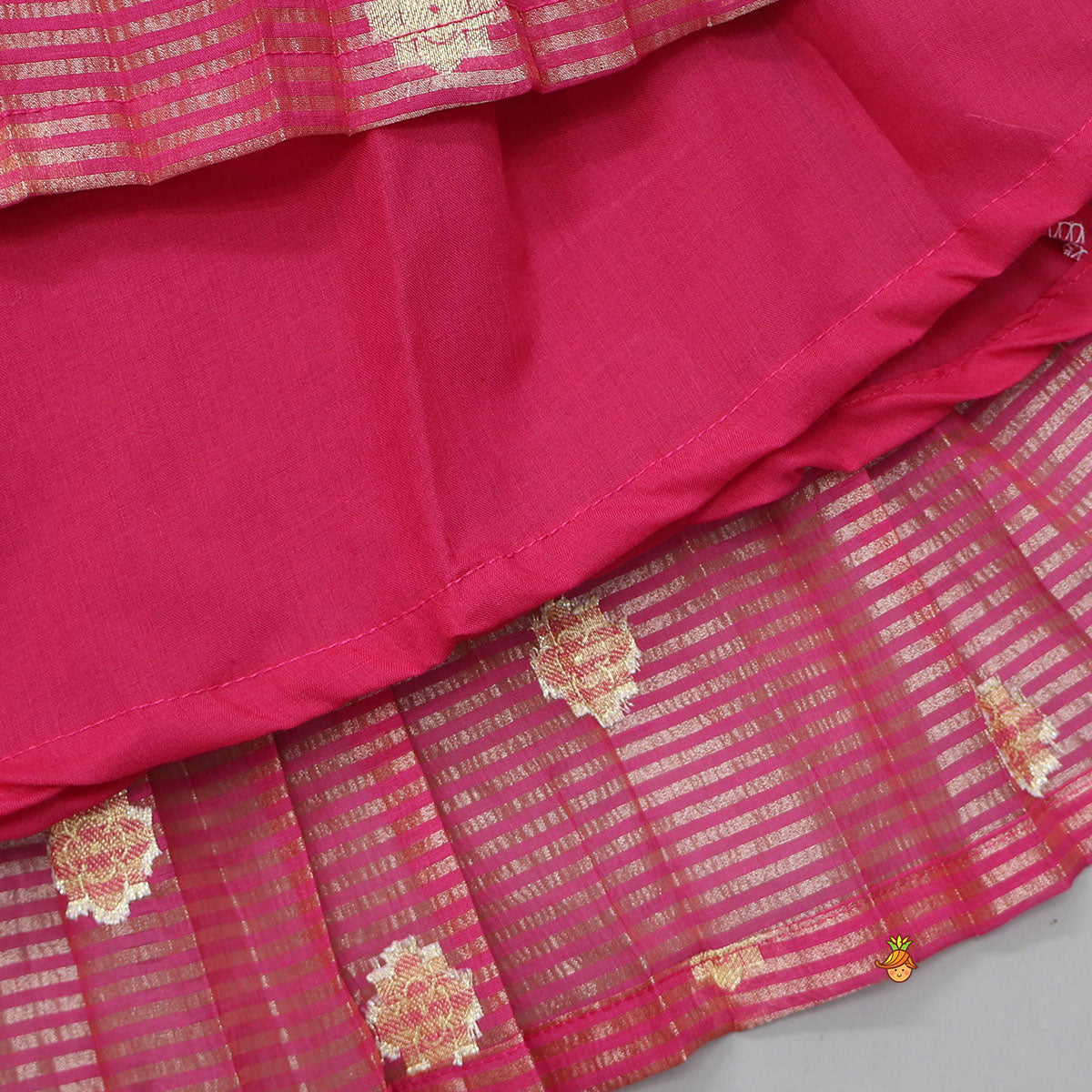 Pre Order: Front Tie-Knot Crop Top And Contrasting Lehenga