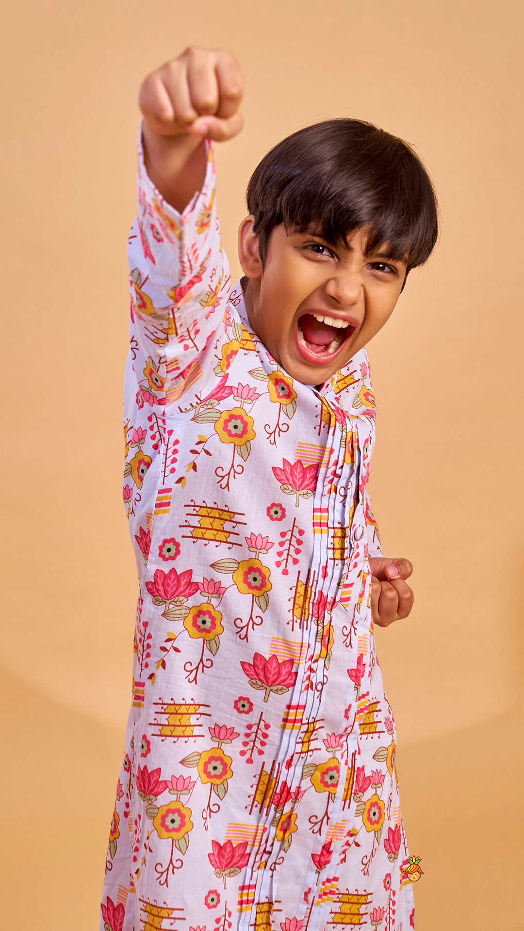 Pre Order: Printed Pin Tuck Kurta And Pyjama