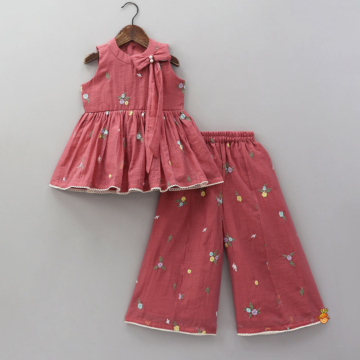 Pre Order: Bow Detail Kurti And Matching Palazzo